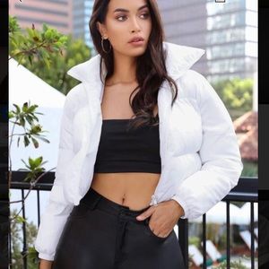 Zipper up crop puffer jacket